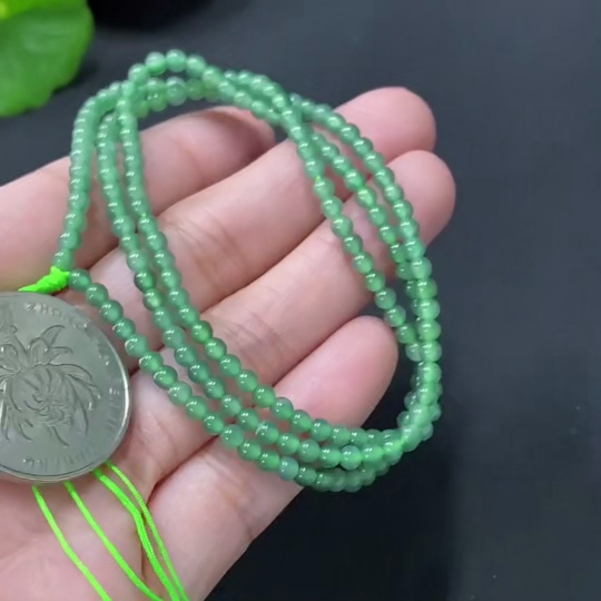 F24702038 Jadeite Bead Necklace Total Approx. Weight 7.67g Size Approx. 3mm