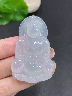 F34060271 Jadeite Guanyin Pendant No Inscription Surface Gold Content 73% Total Weight Approx. 19.2g
