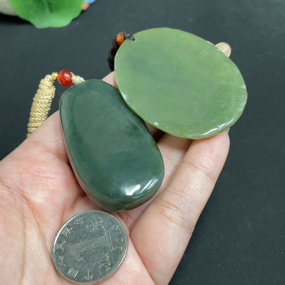 H31677537 Hetian Jade Pendant Rabbit Magpie Total Weight Approx. [with Rope] 77.2g