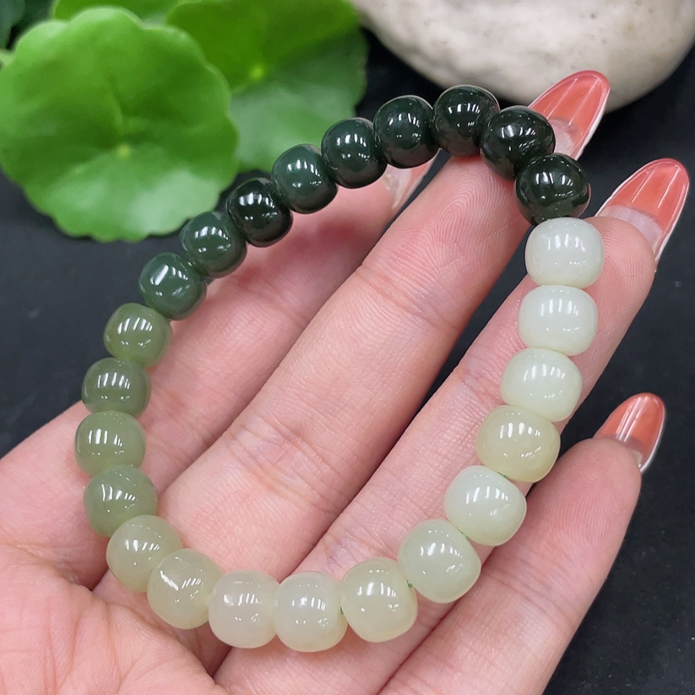 H35085070 Hetian Jade Bracelet Approx. 7.8mm Total Weight Approx. 20.2g