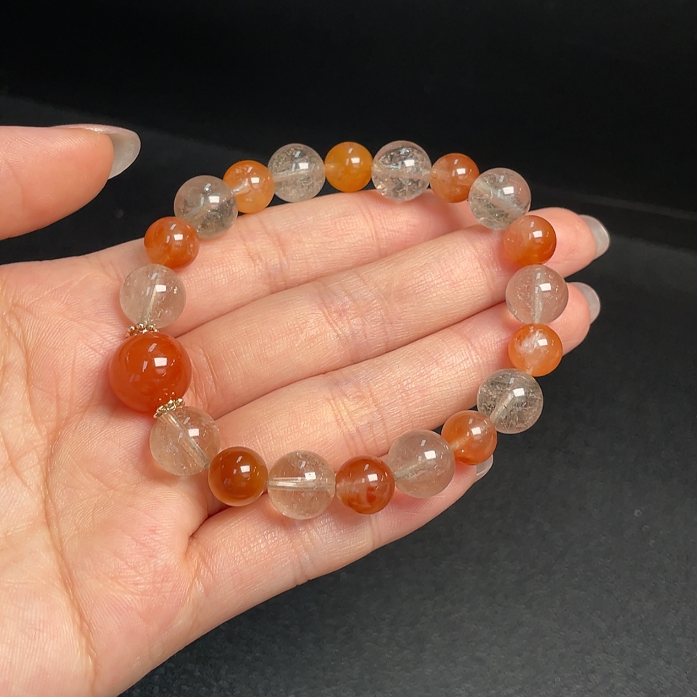 C30445422 Crystal Bracelet with Visible Organic Matter, Total Weight Approx. 25.51g, Size 8.2-12mm, Non-Gold
