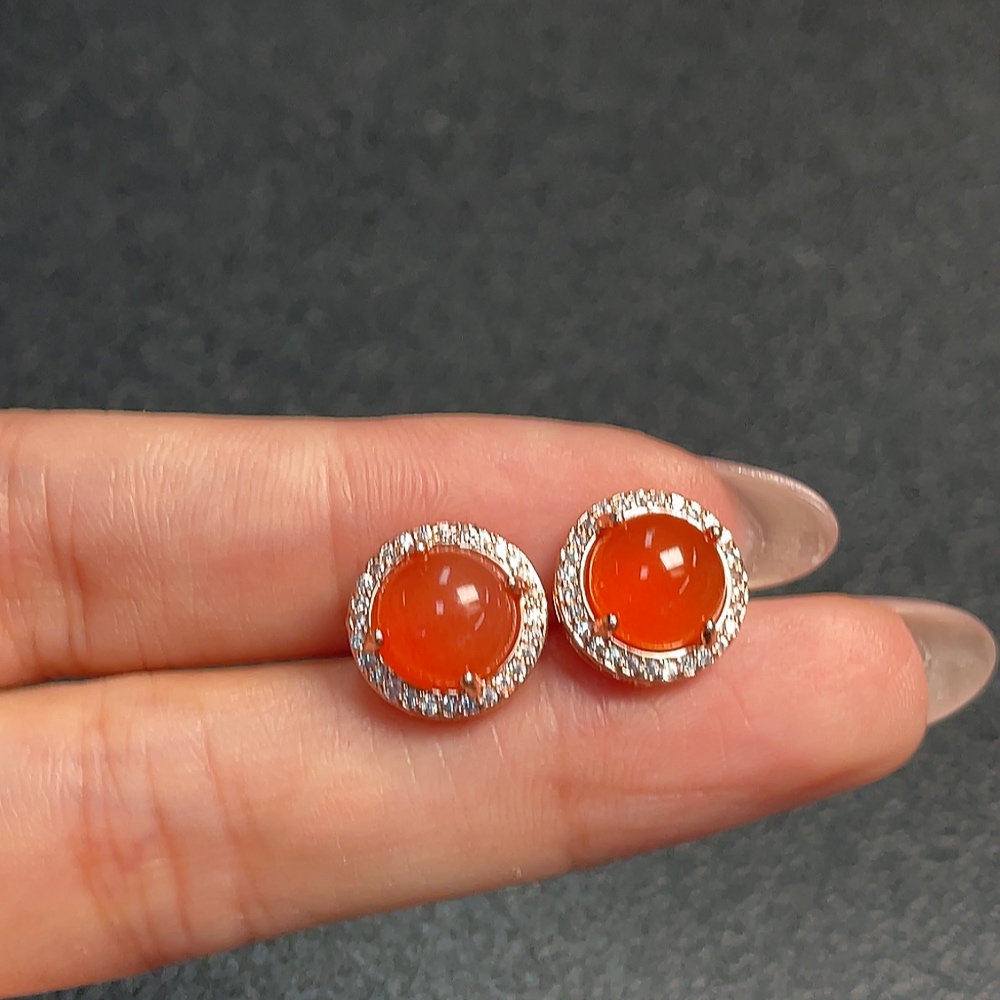 C33920897 South Red Agate Earrings (Non-Gold, Total Weight Approx. 3.16g)