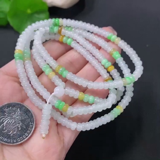 F34076330 Jadeite Bead Necklace Approx. 4.5mm Total Weight Approx. 29.4g