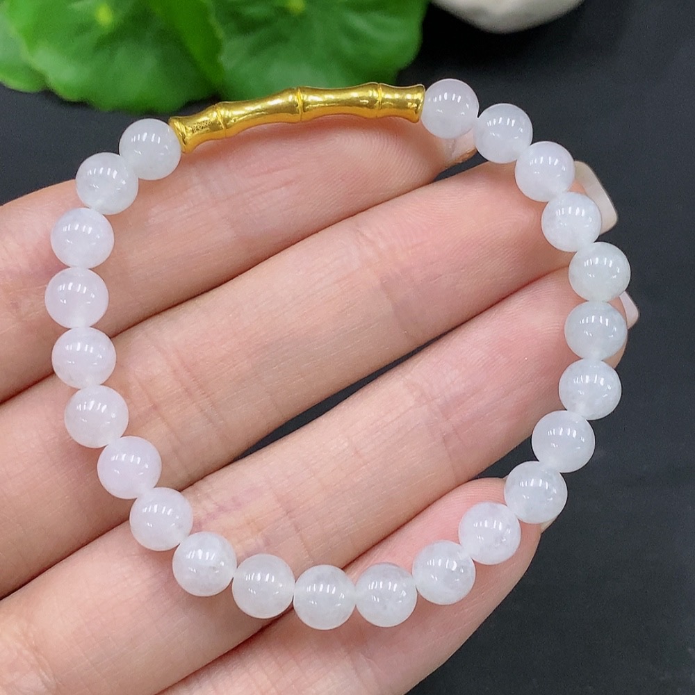 F26044850 Jadeite bracelet, approximately 5.7mm beads, total weight about 8.3g, accessories with 99% gold content