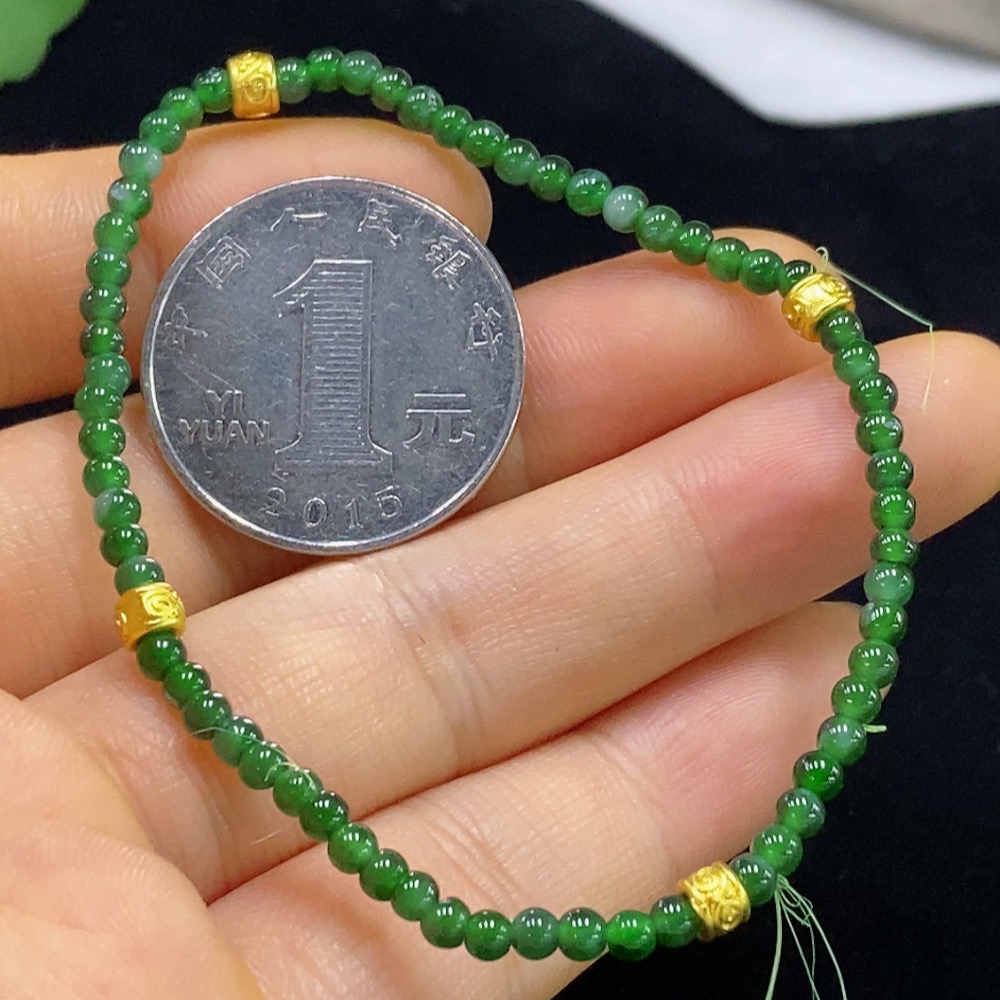 F34044450 Jadeite Bracelet approx. 2.9mm Beads Total Weight approx. 3.43g Non-Gold