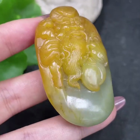 H33841453 Hetian Jade Pendant, Shouxing Gong, Undetermined Skin Color Formation, Total Weight Approx. 58.6g