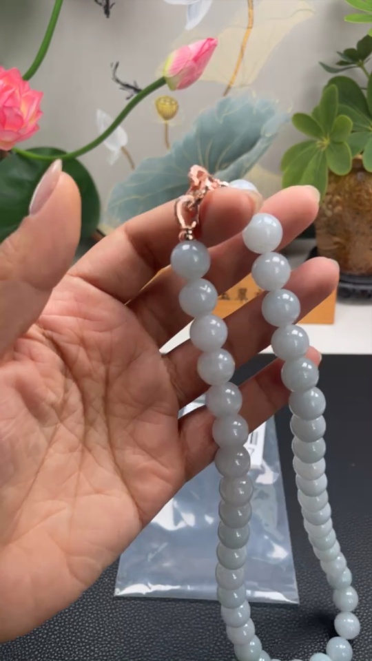 F34958297 Jadeite Bead Necklace Approx. 12.3mm Non-Gold Total Weight Approx. 135.9g