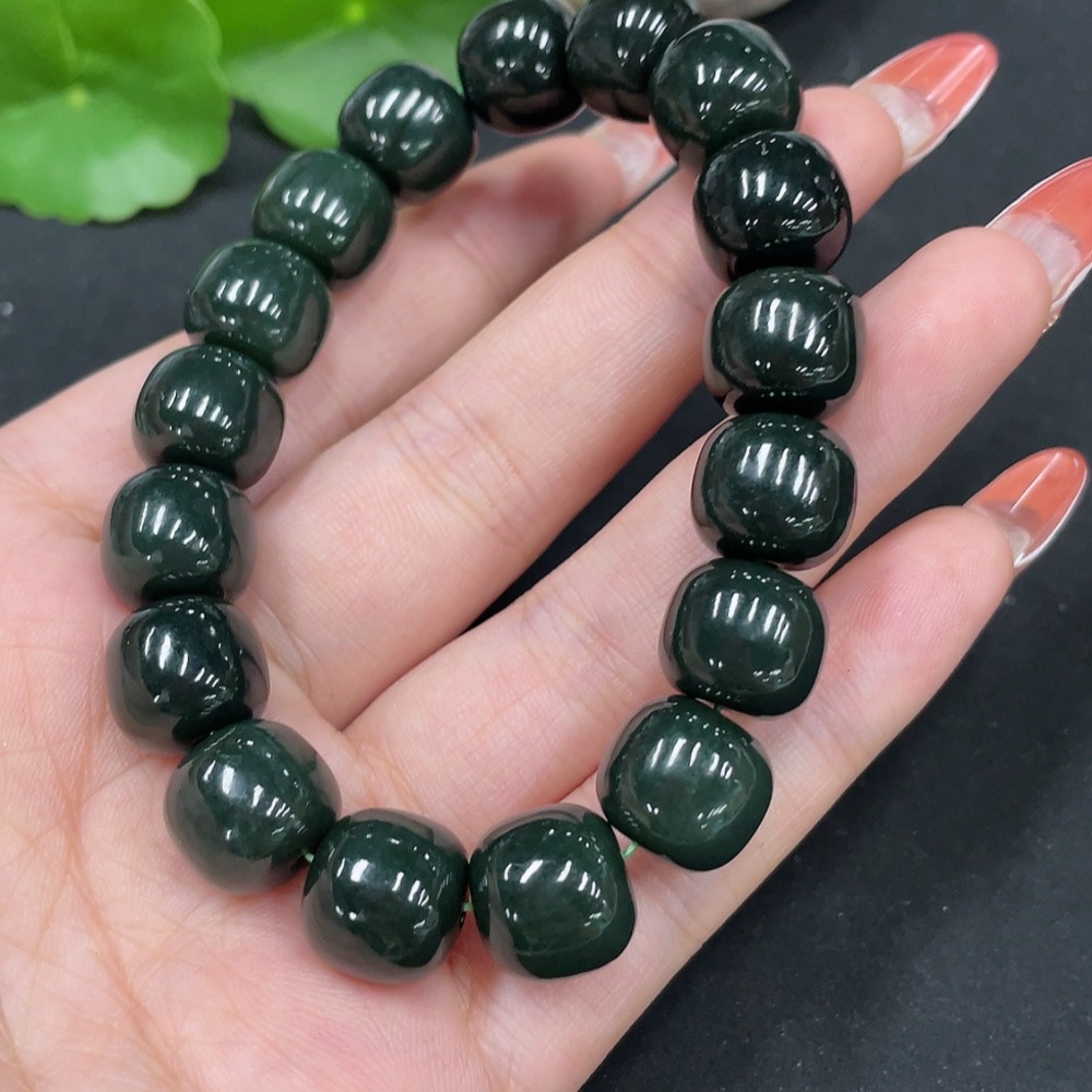 H35112327 Hetian Jade Bracelet, approx. 11.8mm beads, total weight approx. 50.4g