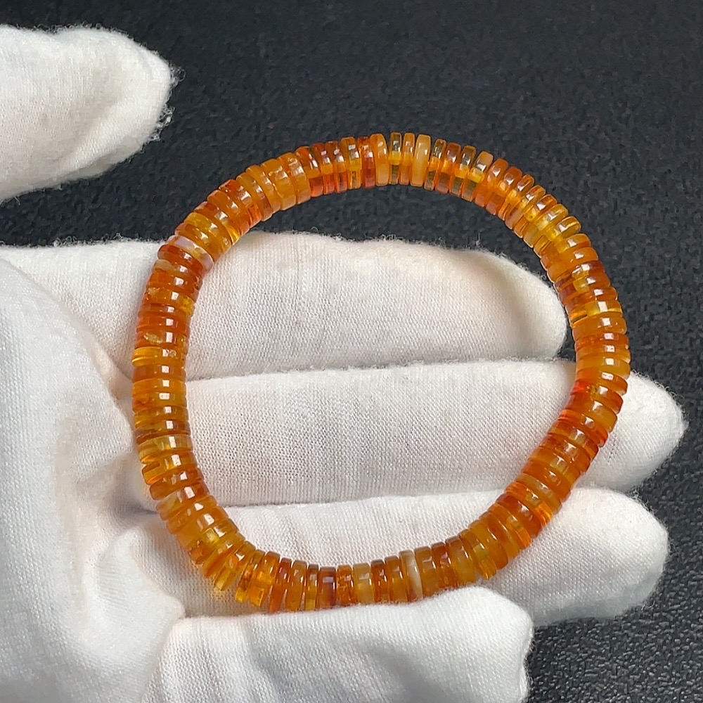 C32814901 Amber Honey Bead Bracelet, Total Weight Approx. 6.98g, Size 7mm