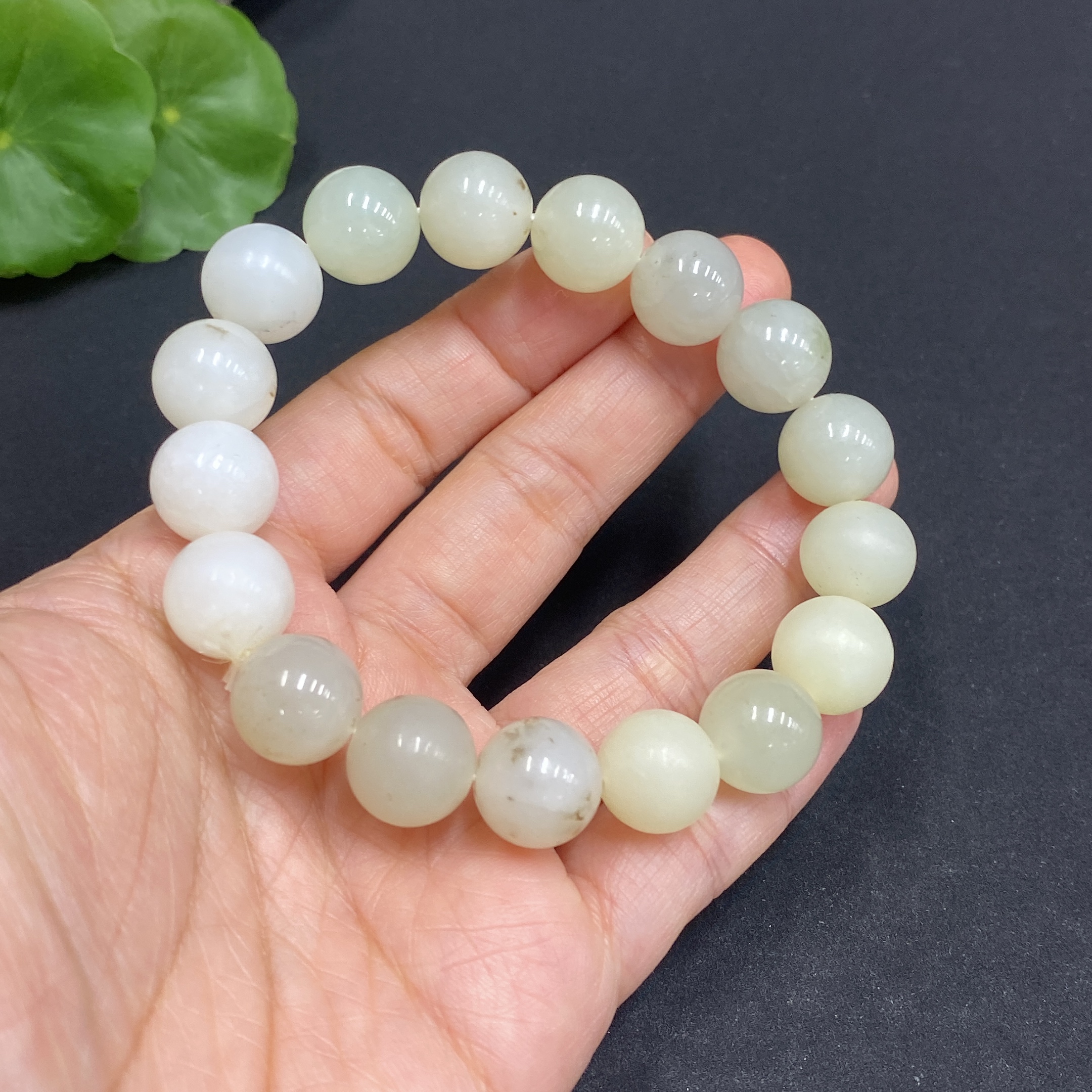 H32795849 Hetian Jade Bracelet, approx. 11.8mm, total weight approx. 45.1g, containing other mineral components