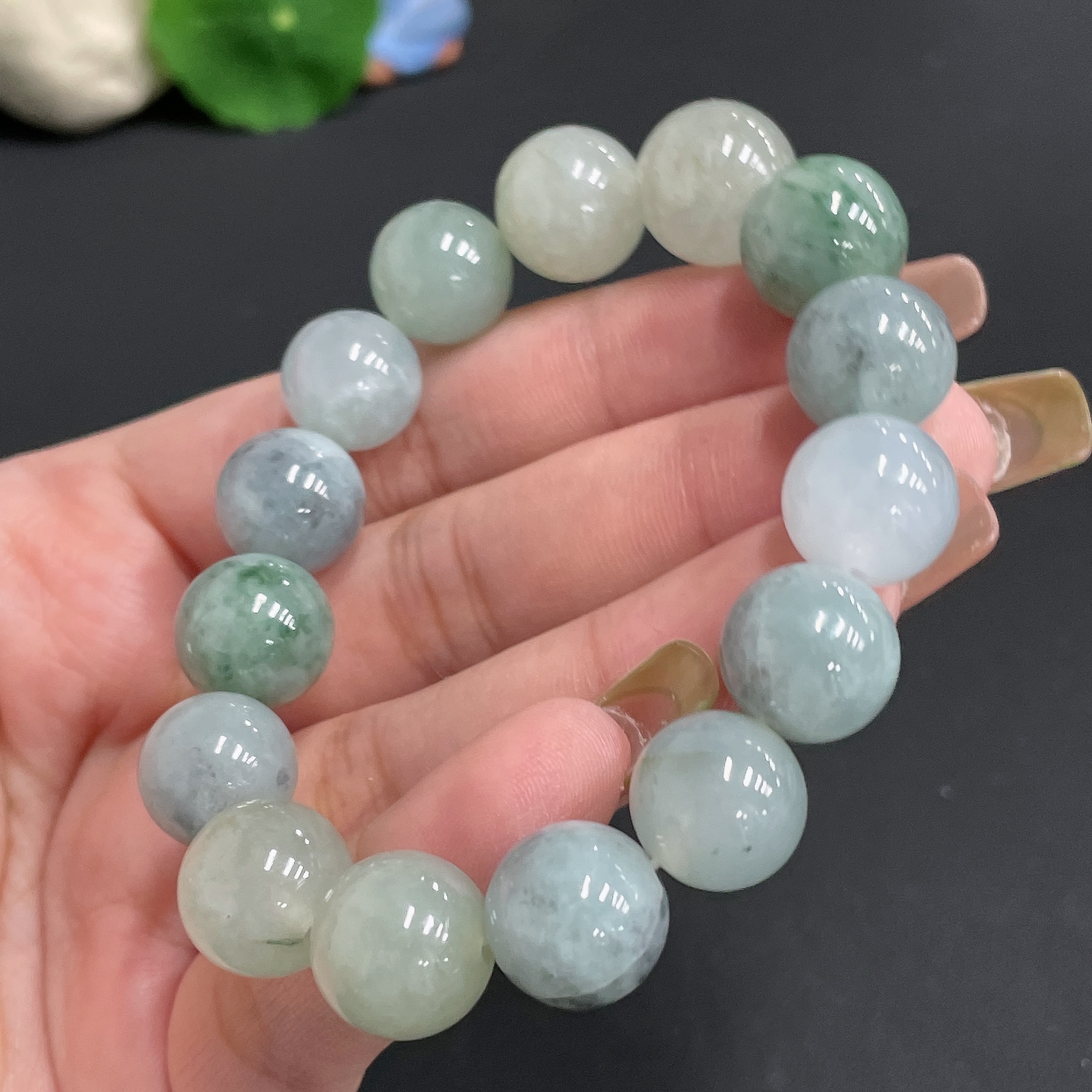 F20247601 Jadeite Bracelet Approx.12mm Total Weight 54.200g