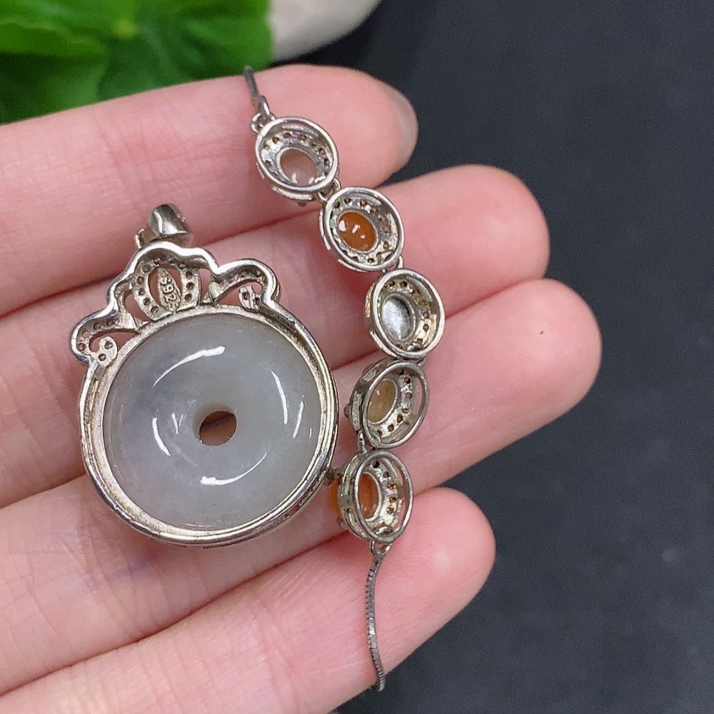 F35077944 Jadeite Safety Buckle + Cabochon Inlaid Bracelet Sell as a Lot Non-Gold Inlaid