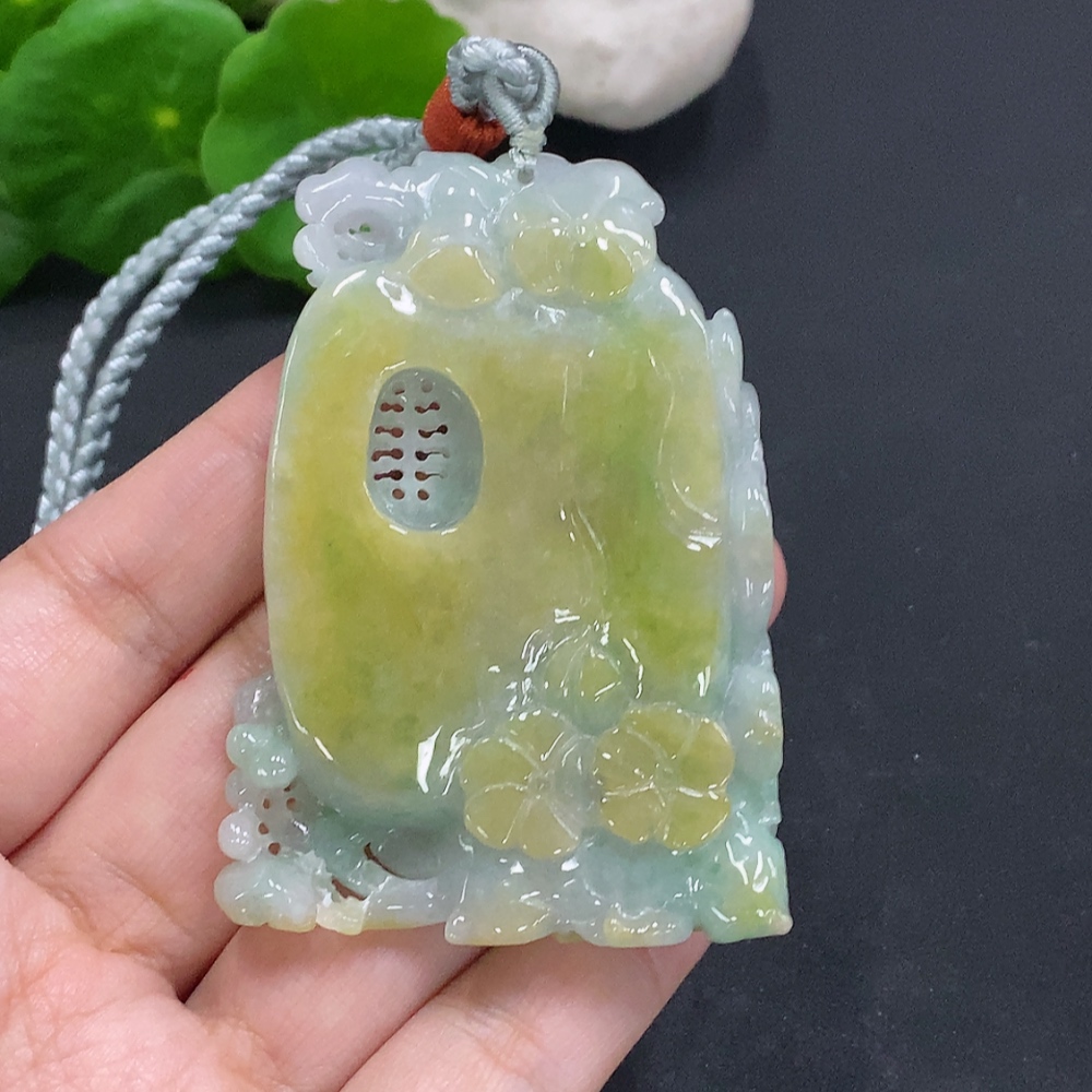 F30570112 Jadeite Phoenix Pendant Total Weight Including Rope Approx. 75.3g (Color Origin Undetermined)