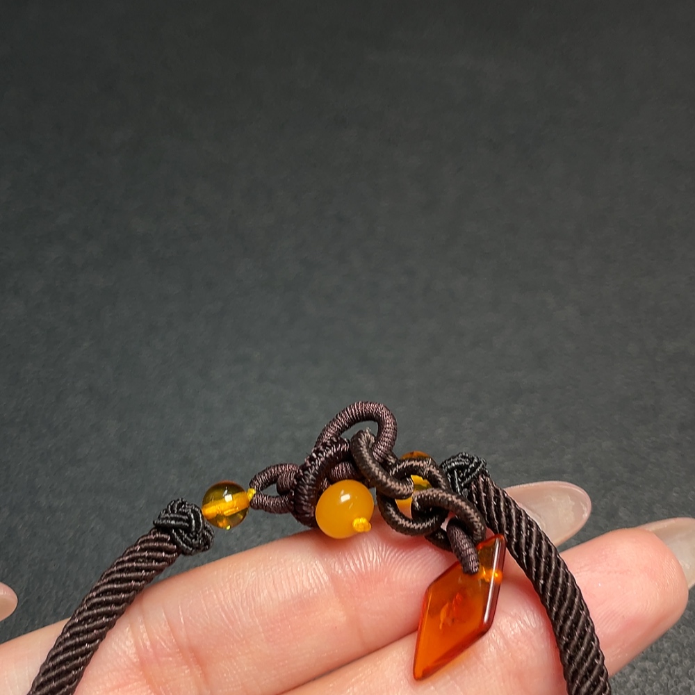 C34953203 Amber Beeswax Bracelet with Non-Natural Stones, Total Weight Approx. 6.89g, Size Approx. 17.8mm
