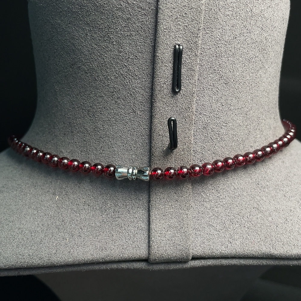 C32814441 Garnet bead necklace non-gold total weight about 15.50g approx.4mm