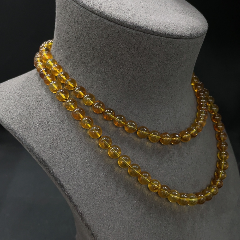 C20251541 Amber Honey Bead Necklace Total Weight Approx. 29.44g Size About 7.8mm