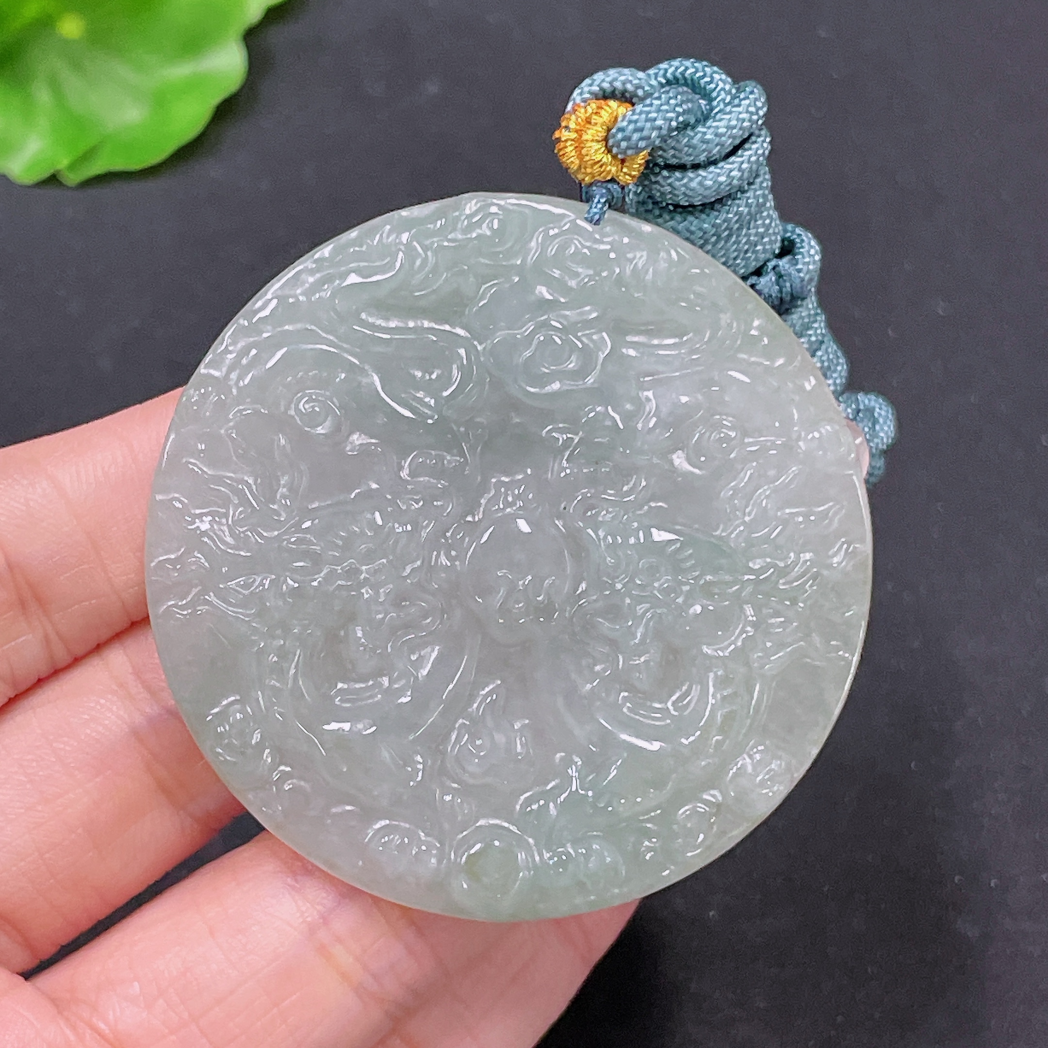 F35105356 Jadeite Pendant Dragon Plaque with Cord Total Weight Approx. 33.81g