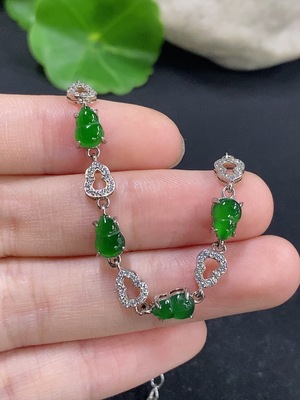 F46548615 翡翠镶嵌手链 非金镶 货品总重约3.28g