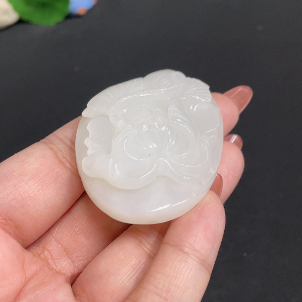 H34011574 Hetian Jade Pendant - Flourishing Prosperity - Total Weight Approx. 49.7g