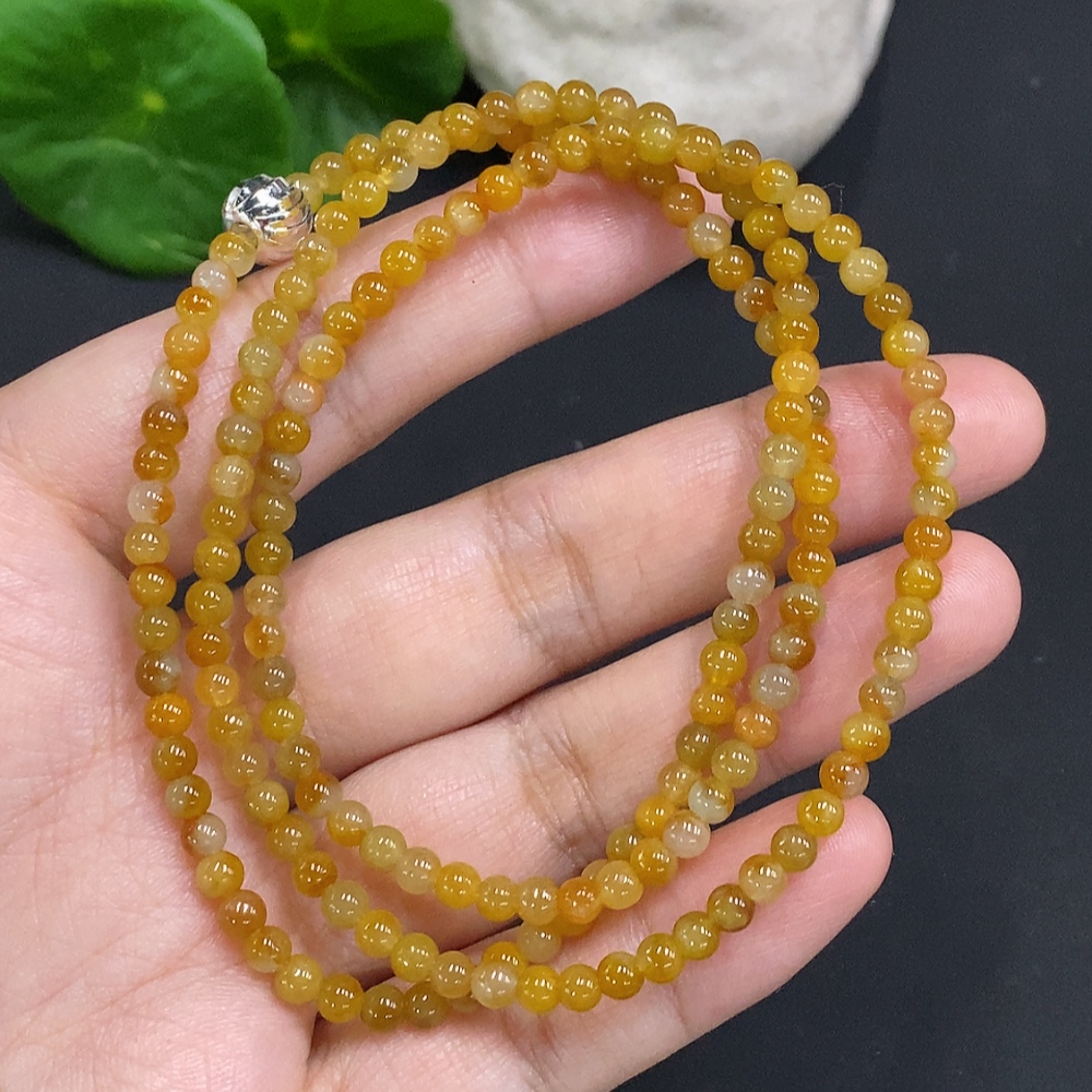 F35156506 Jadeite Bead Necklace Approx. 3.7mm Non-Gold Total Weight Approx. 17.2g