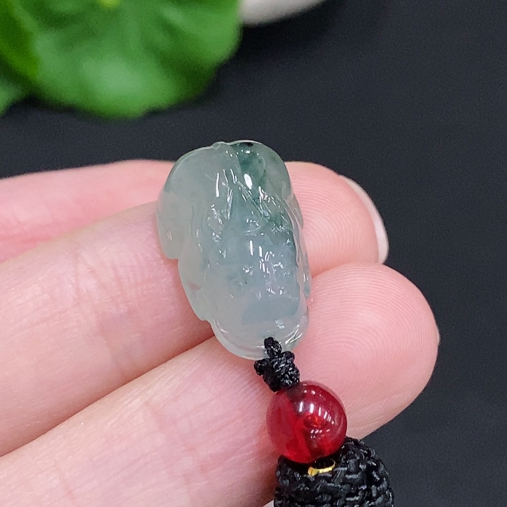 F34003234 Jadeite Pixiu Pendant Total Weight Approx. 4.4g (Including Rope Weight) Beads Not Jadeite