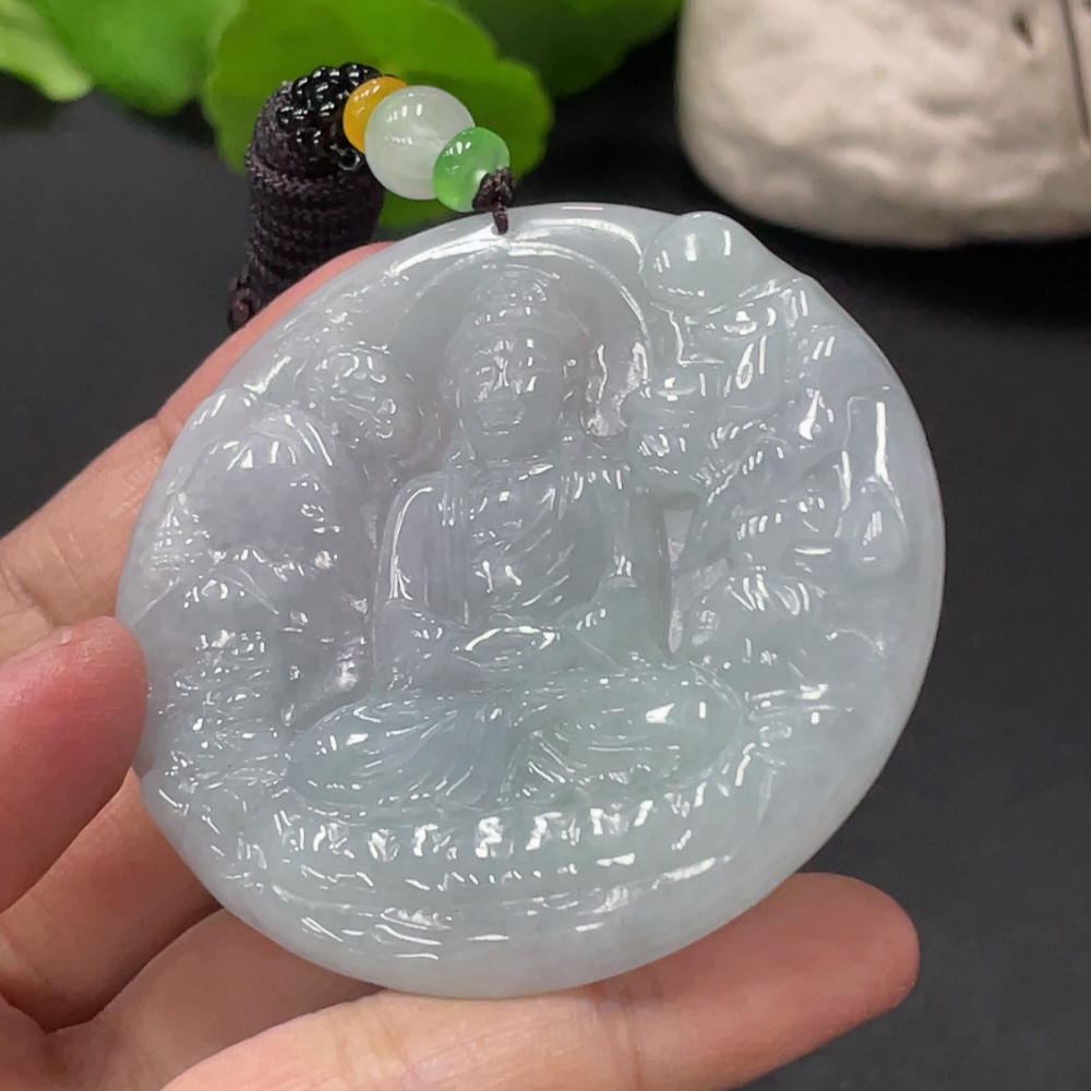 F33945567 Jadeite Great Sun Tathagata Pendant Total weight about 39.77g With non-A grade beads