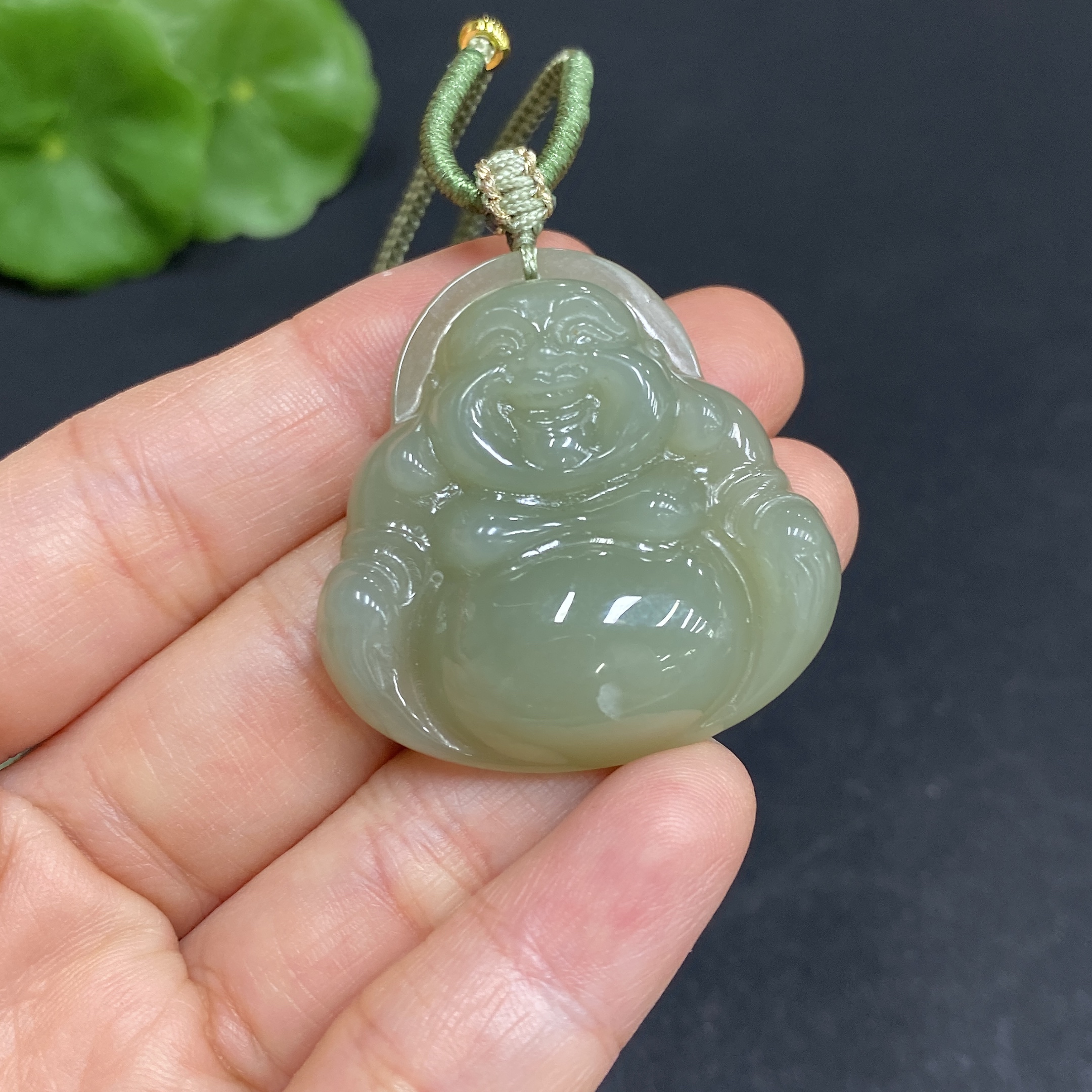 H32702854 Hetian Jade Pendant Buddha Total Weight (including rope) approx. 18g