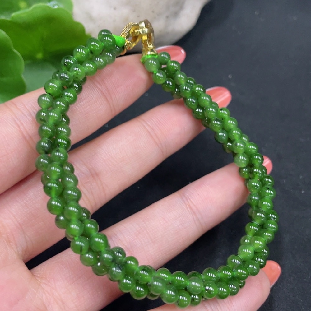 H35084204 Hetian Jade Bracelet Approx. 3.8mm Non-Gold Total Weight Approx. 15.5g