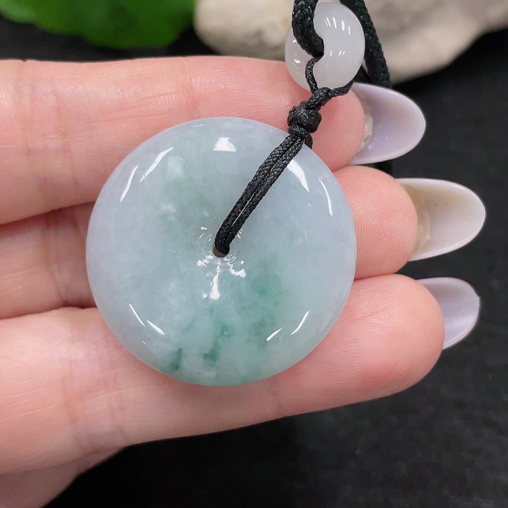 F33900152 Jadeite Peace Knot Pendant Total Weight Approx. 13.7g (Including Cord Weight) (Matching Beads Non-Grade A)