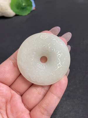 H34957171 Hetian Jade Pendant Antique Button Total Weight Approx. 44.3g