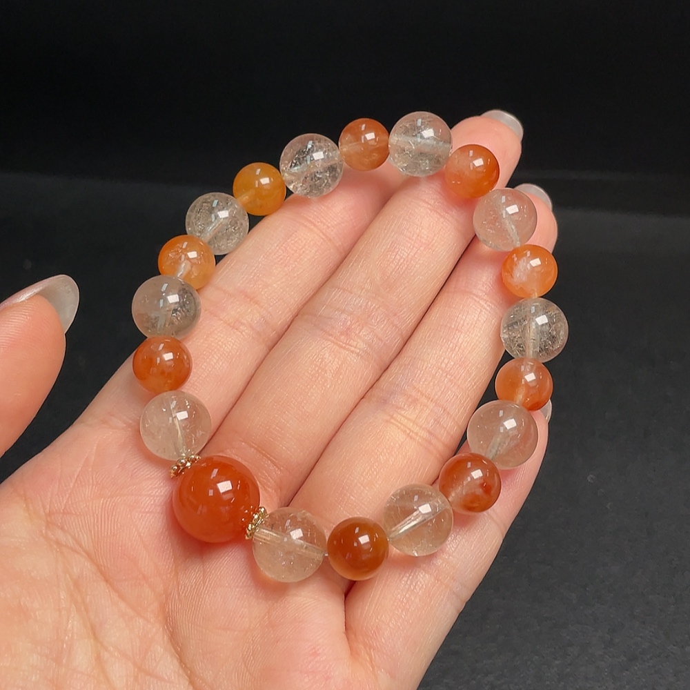 C30445422 Crystal Bracelet with Visible Organic Matter, Total Weight Approx. 25.51g, Size 8.2-12mm, Non-Gold
