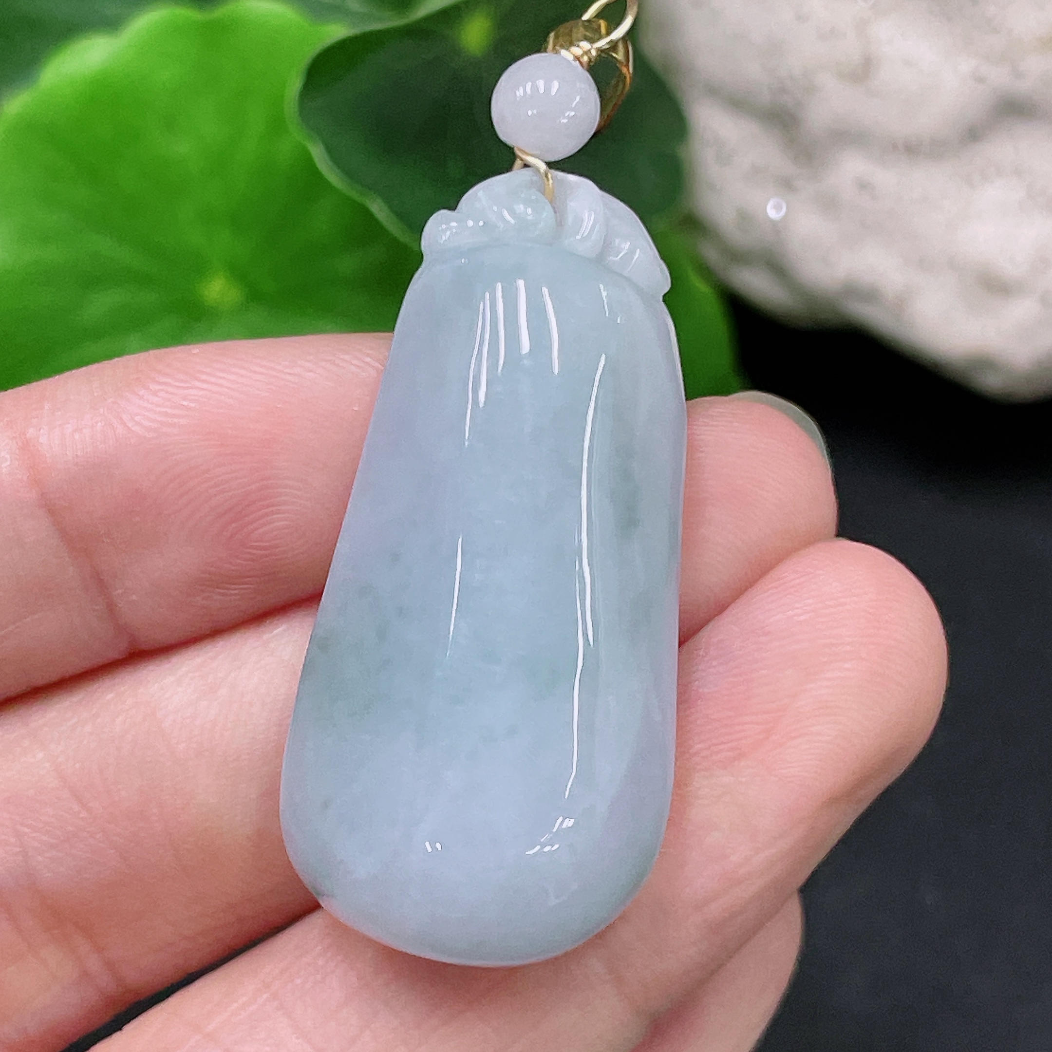 F33894142 Jadeite Auspicious Melon Pendant Total Weight Approx. 14.2g (Non-Gold Inlaid)