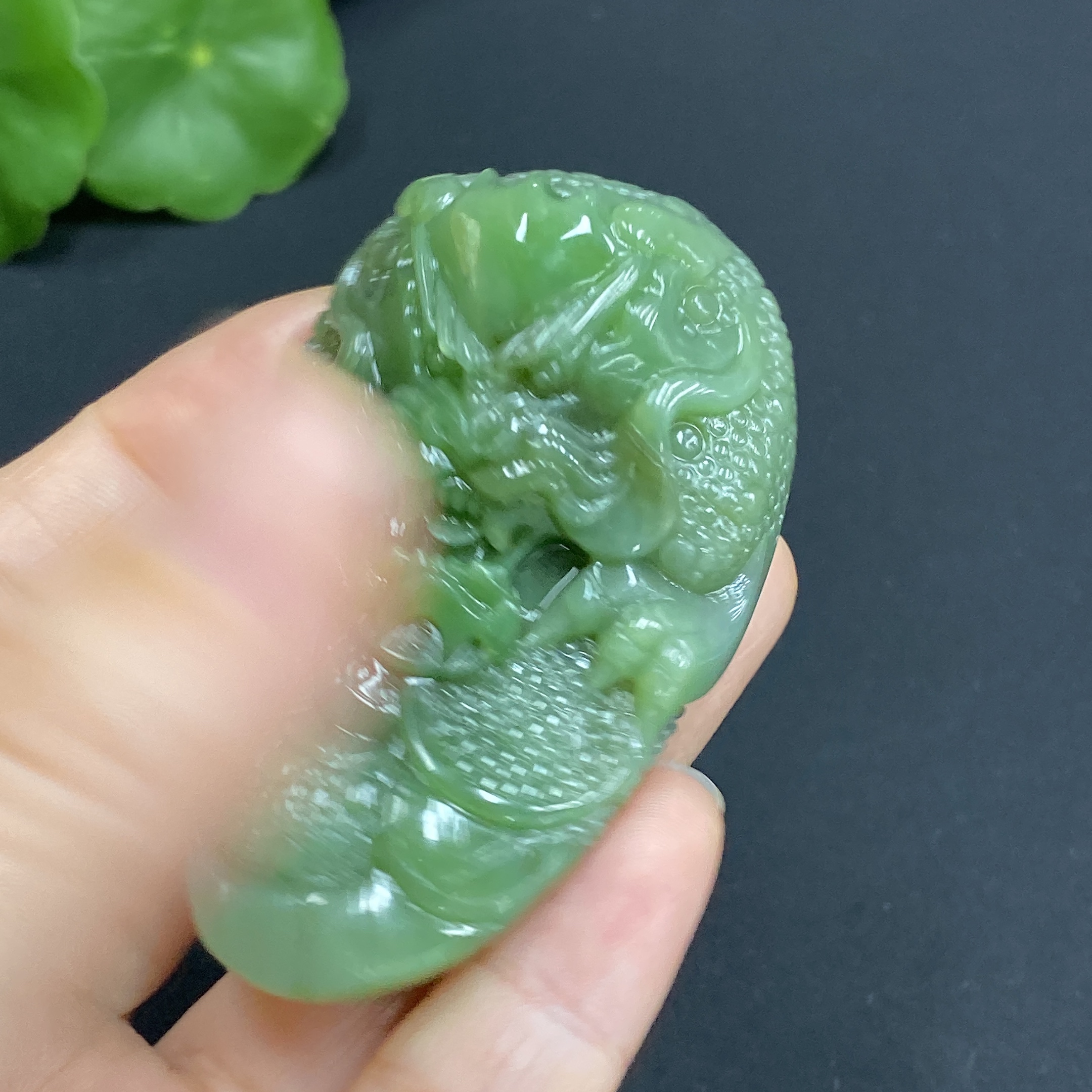 H27060062 Hetian Jade Pendant Dragon Total Weight Approx.57g