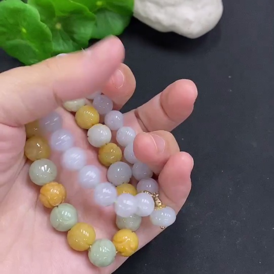 F35107172 Jadeite Beads Sell as a Lot Not Gold Inlaid