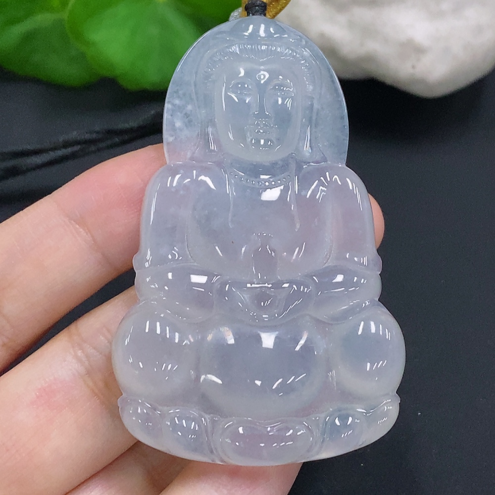 F28232252 Jadeite Guanyin Pendant (Total Weight with Rope: Approx. 31g)