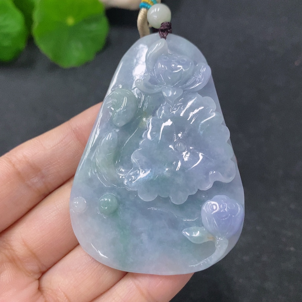 F33912720 Jadeite Pendant Abundance Year After Year Total Weight Approx. 36g Including Rope Beads Non-Grade A