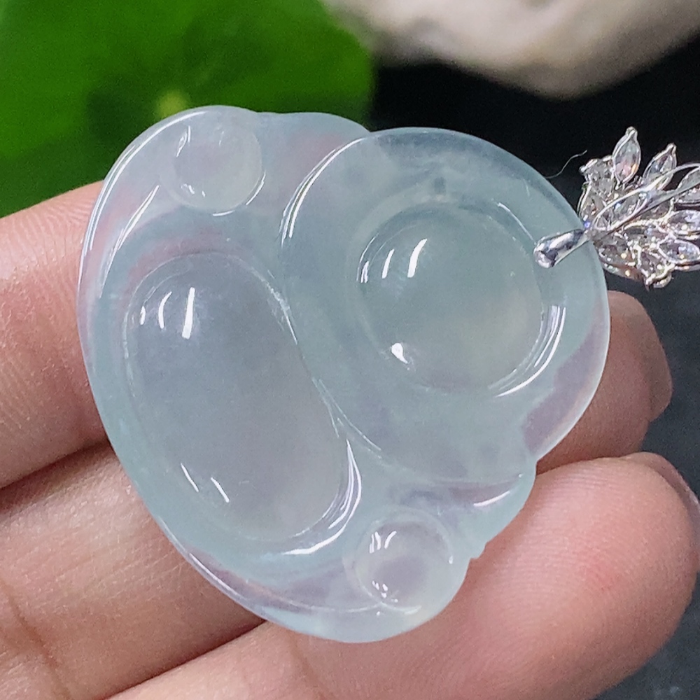 F34010270 Jadeite Pendant Buddha 18k Non-Diamond Total Weight Approx. 8g