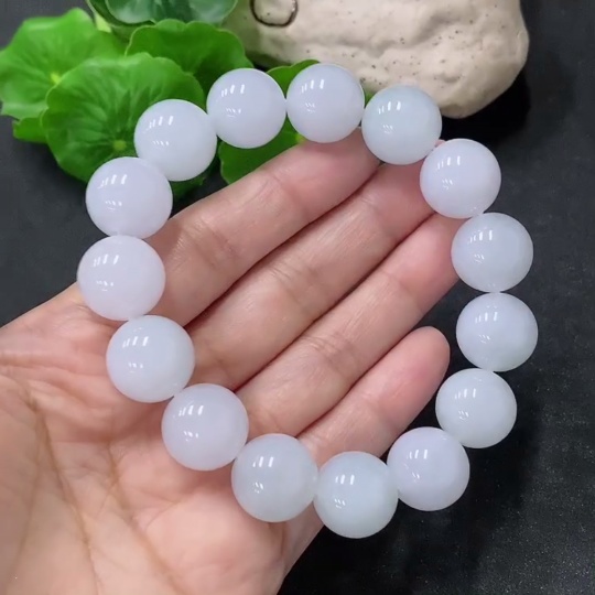 F33888275 Jadeite Bracelet Approx. 14.1mm Beads Total Weight About 72.66g