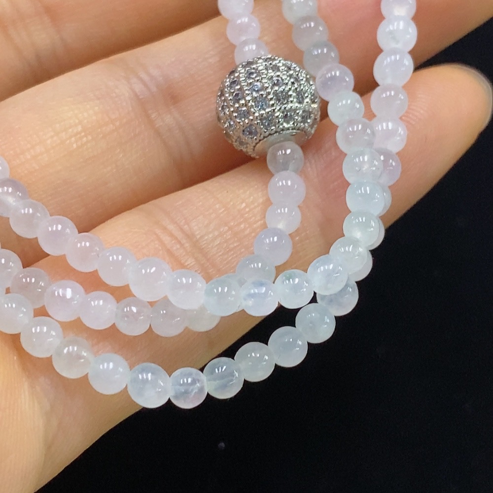 F34024300 Jadeite Bead Necklace Approx. 3.2mm Total Weight Approx. 14.88g Non-Gold