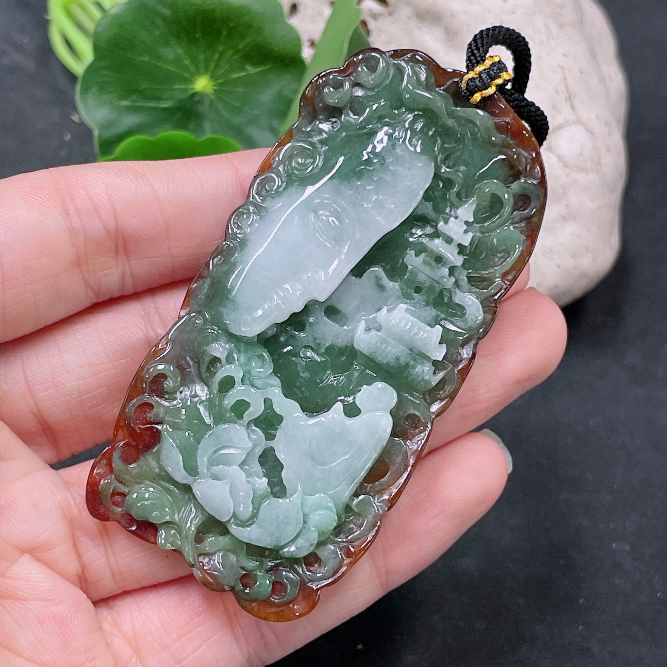 F33864697 Jadeite Pendant, Color Origin Undetermined, Total Weight Including Rope Approximately 31.3g
