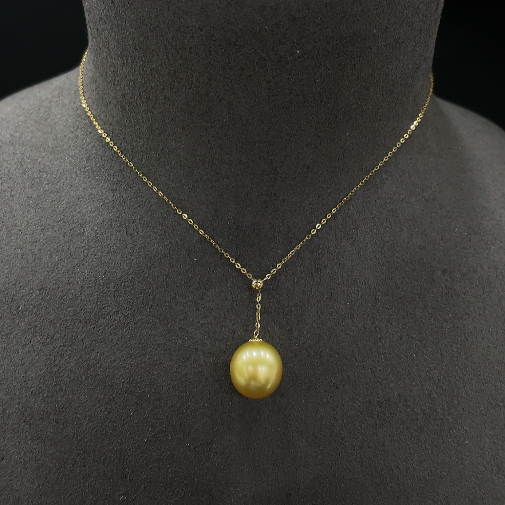 C20195748 Seawater Pearl Necklace, 18K Gold Chain, Total Weight Approx. 3.29g, Size About 11.7mm