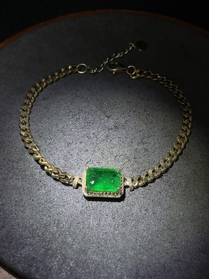 C33890727 18K Gold Emerald Bracelet Clarity Optimized Total Weight Approx. 7.55g