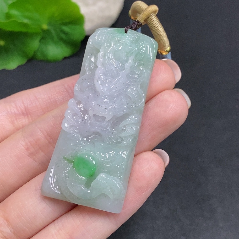 F34060633 Jadeite Soaring Dragon Pendant