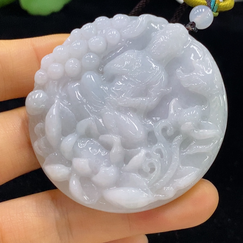 F34071928 Jadeite Pendant Guanyin with Non-Grade A Beads Including Rope Total Weight Approx. 52.33g