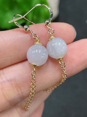 F32780248 Jadeite Inlaid Earrings Non-Gold