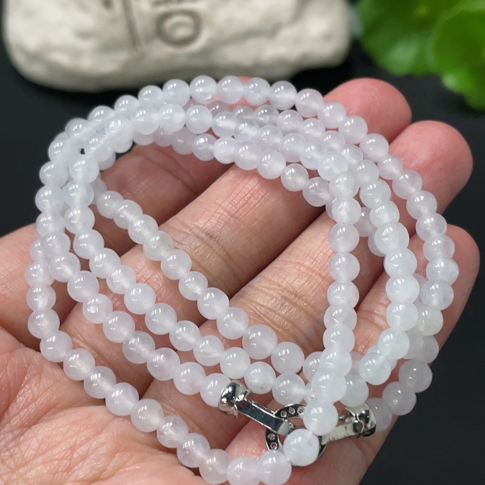 F27071254 Jadeite Bead Necklace Approx. 4.3mm Total Weight About 22.3g Non-Gold Clasp