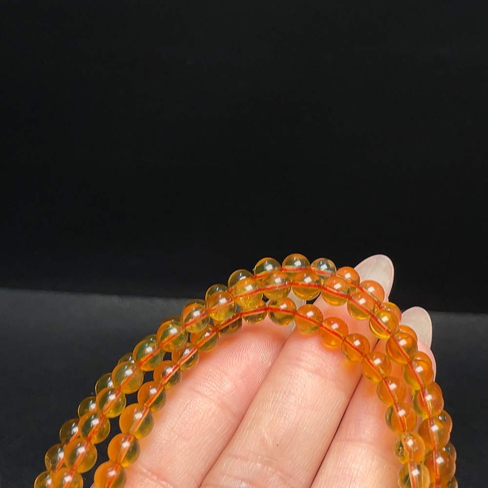 C34066280 Amber Beeswax Bead Chain, Total Weight Approx. 10.62g, Size About 5.2mm