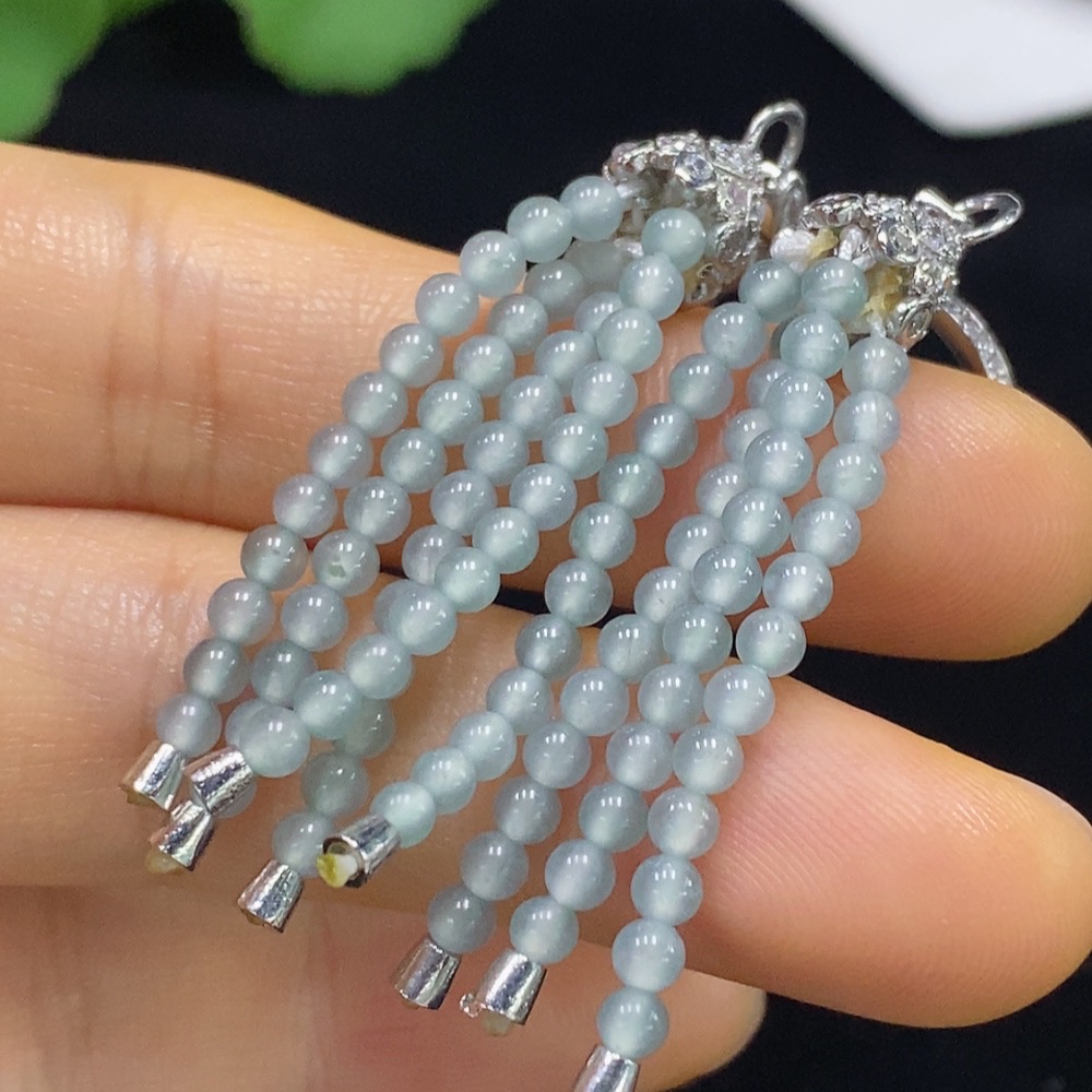 F34074825 Jadeite inlaid earrings non-gold total product weight about 7.79g