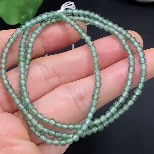 F24762634 Jadeite Beaded Necklace Approx. 3mm Total Weight About 7.55g