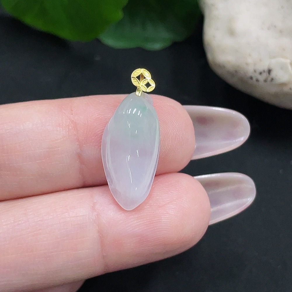 F35082139 Jadeite Melon Pendant 18K Gold Total Weight Approx. 1.3g